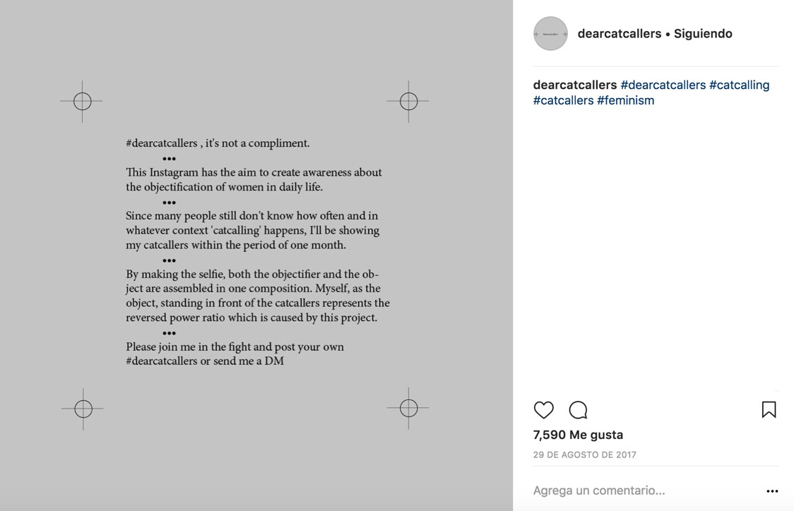 Noa Jansma, inicio del proyecto  dearcatcallers en su Instagram